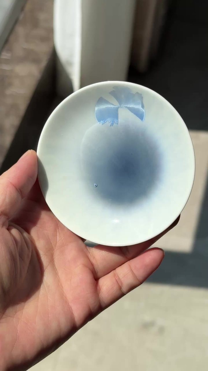P185 墨兰 小圆盘 盘子 碟子 陶瓷 杯托 摆件 礼物 家居装饰 一物一拍 孤品 首饰盘 小壶承 窑变冰晶瓷  廿釉 视频封面